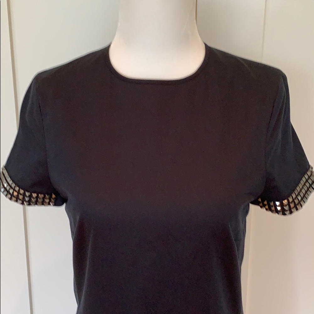 BURBERRY ROCKSTUD BLACK FITTED SILHOUETTE COTTON DRESS LINED W/SILVER STUDS US 4 - Picture 2 of 8